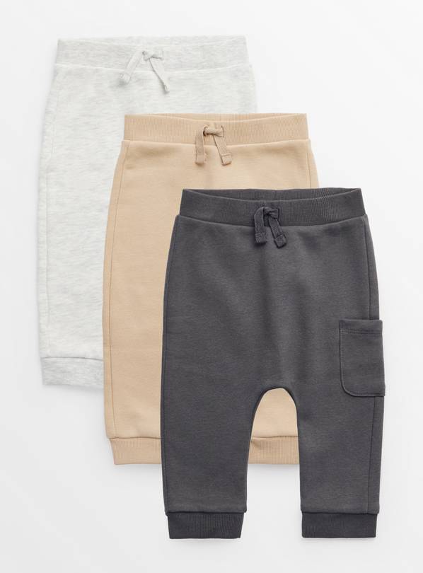 Monochrome Plain Joggers 3 Pack 9-12 months